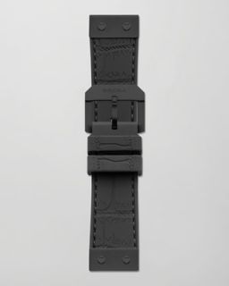 Y17J4 Brera 22mm Crocodile Embossed Jelly Watch Strap, Black