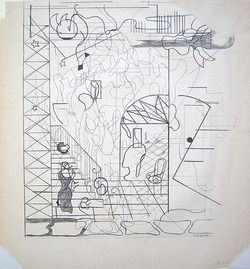 HILAIRE HILER Signed 1937 Original Crayon Drawing
