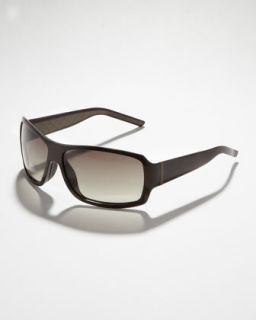 N1URD Gucci Web Temple Shield Sunglasses, Brown