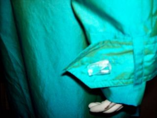 Vintage Mycra Pac Iridescent Teal Green Travel Raincoat Size s M