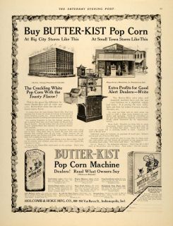  Ad Butter Kist Popcorn Machine Holcomb Hoke Corn ORIGINAL ADVERTISING
