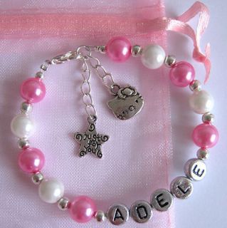 Girls Personalised Hello Kitty Charm Christmas Bracelet Necklace