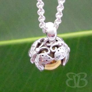 Pure 925 Sterling Silver Butterfly Harmony Ball Pendant Chime Bell