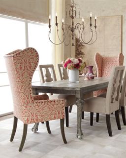 Haute House Liday Dining Table, Benjamin Carved Back Chair, and