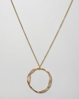 Drizzle Medium Pave Open Circle Pendant Necklace