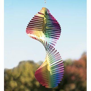 Laser Cut Steel Rainbow Spiral Wind Spinner Mobile Patio