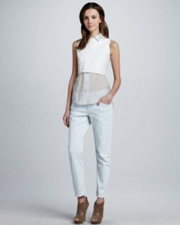 46Y0 Theyskens Theory Borty Cropped Leather Top & Pansu Jeans