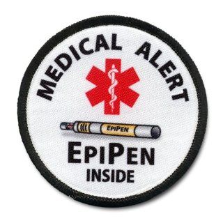 EPIPEN INSIDE Medical Alert Symbol 3 inch Black Rim Sew on