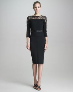 Elie Saab Knit Dress & Leather Belt   Neiman Marcus