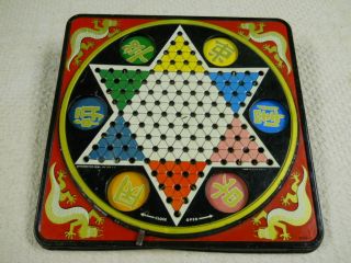 Vintage Metal J Pressman Co Chinese Checkers Board Game