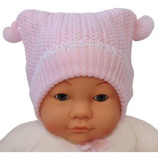  Knit Infant Girls Pom Pom Hat, Size 6 18 M., Color: Pink: Clothing