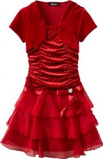 Amy Byer Girls 7 16 Velvet Tier Dress, Red, 16: Clothing