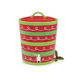 Red and Green Striped Christmas Drink Dispenser 2 1/2