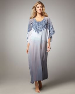 Luxe by Lisa Vogel Feather Print Caftan   