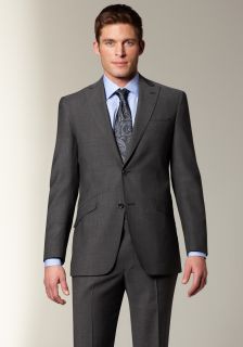 Hart Schaffner Marx Mens Grey Solid Suit