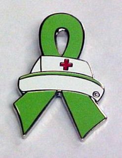 Non Hodgkins Lymphoma Lime Ribbon Nurse Cap Cross Pin