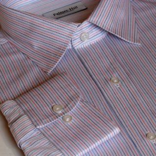 Multicolored Stripe Dress Shirt (100% Premium Cotton) (L