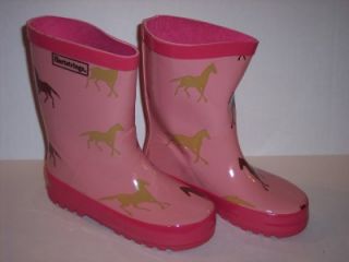 Hartstrings Girls Horse Pink Rain Rubber Boots Galoshes