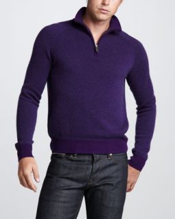 N1V83  Birdseye Cashmere Sweater, Purple Combo