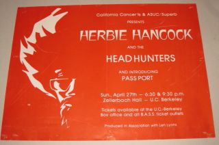 Herbie Hancock Headhunters Concert Poster 1973 Vintage Berkeley Jazz
