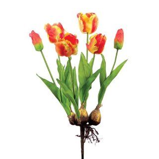 Pack of 6 Orange Ruffle Tulip Bush Silk Sprays with Bulbs