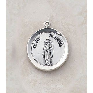 Sterling Silver Patron Saint Gabriel Medal Catholic Pendant Necklace