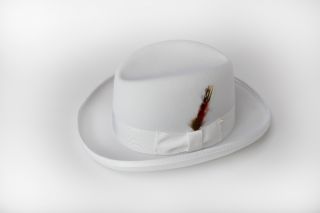 New Mens White Godfather Homburg Wool Hat All Sizes