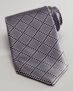 Stefano Ricci Tonal Grid Silk Tie, Gray   