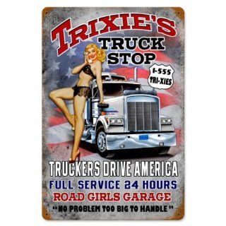 Trixies Truck Stop Pinup Girls Vintage Metal Sign