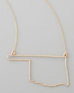 Y1EUY GaugeNYC Gold State Pendant Necklace, Oklahoma