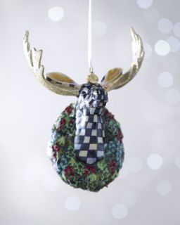 MacKenzie Childs Courtly Check Moose Holiday Ornament   