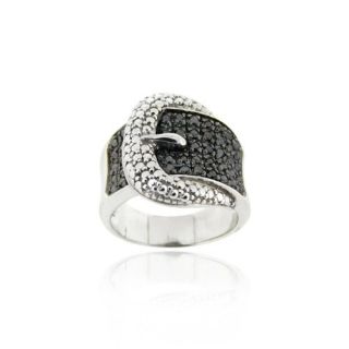 Sterling Silver Black Diamond .43ct. TDW Belt Buckle Ring: Jewelry