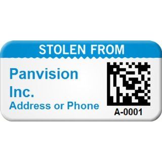 Custom 2D Stolen From Barcode Asset Tag, 0.75 in. x 1.5 in