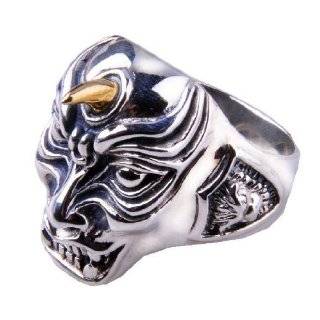 .925 Thai Silver Vampire Horned Skull Ring for Mens & Guy