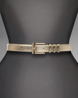 B214G St. John Collection Metallic Napa Leather Belt, Soft Gold