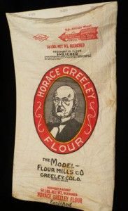 Fabulous Vintage Horace Greeley Flour Sack Greeley Colorado