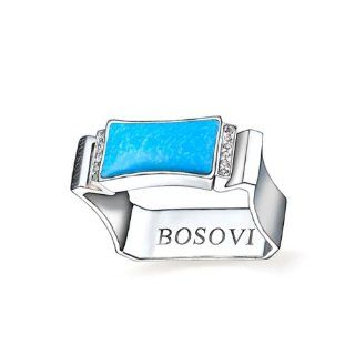 Bosovi Designer Mens Sterling Silver 0.06ctw Diamond and 3ctw