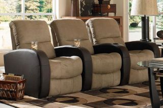Seatcraft Catalina Home Theater Seating 3 Seats Manual Brown on Brown