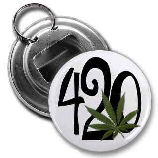 420 Marijuana Pot Leaf 2.25 inch Button Style Bottle