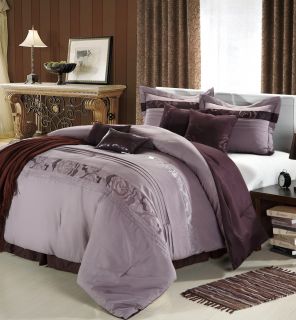 High Point Plum & Purple Queen 8 Piece Comforter Bed In A Bag Set