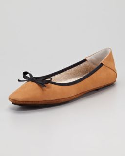 inslee bow faux shearling slipper tan black $ 98