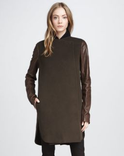 Vince Ribbed Collar Wool Coat   