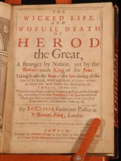 1664 History Herod The Great Biography Clarke First Ed