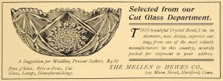 1899 Ad Mellen Hewes Cut Glass Punch Bowl Wedding Present Gift Bric A