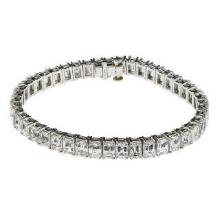 Platinum 4 Prong Emerald Cut Diamond Tennis Bracelet (24.65 cttw, E F