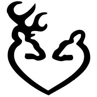Browing Buck Doe Heart Decal 4 White Sticker Everything