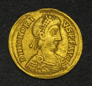 Western Roman Empire Honorius 402 406 Ad Gold Solidus Coin R