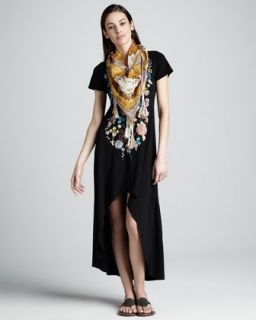 julip embroidered high low dress asia printed silk scarf $ 85 175