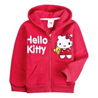  Kitty Cat Winter Fleece Red Zipper Hoodies Size 120 5 6Years