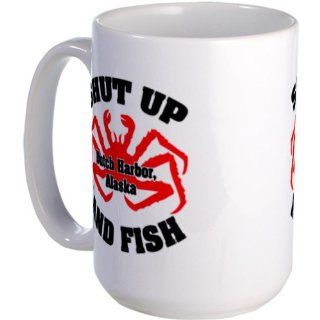 Shut Up And Fish Large Mug Large Mug by  Kitchen